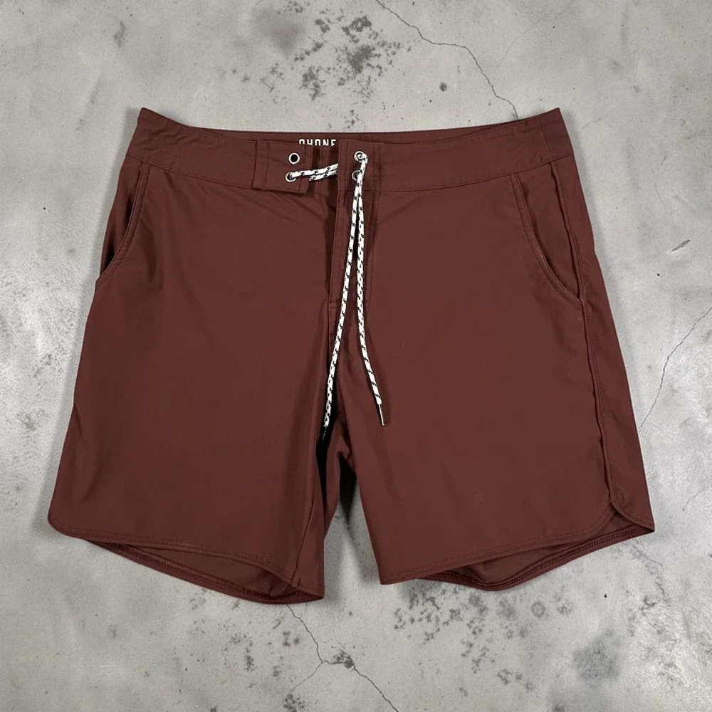 Rhone Point Break Board‎ Shorts Mens 32 Maroon 7 Inch Inseam Stretch Beach Surf